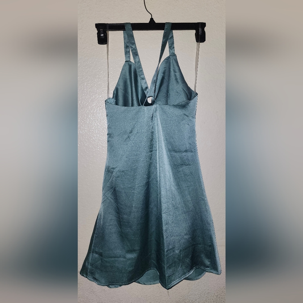 New Green Satin dress - Picture 2 of 3